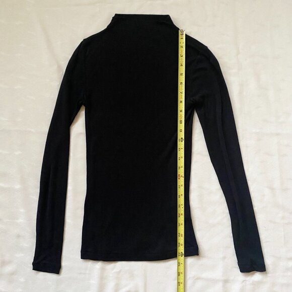 TOAST Black Wool Tencel High Mock Neck Long Sleeve Tee Lightweight Women's Small - Picture 5 of 10